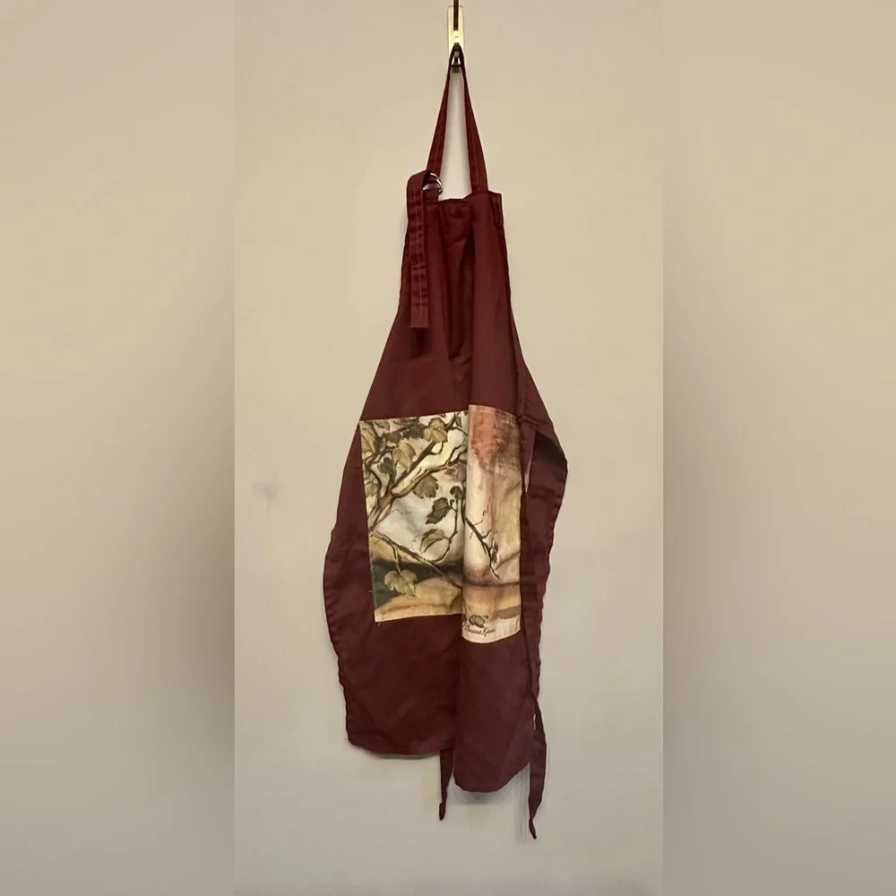 Vintage Vibes Wine-Themed Burgundy Kitchen Apron -OS Adjustable